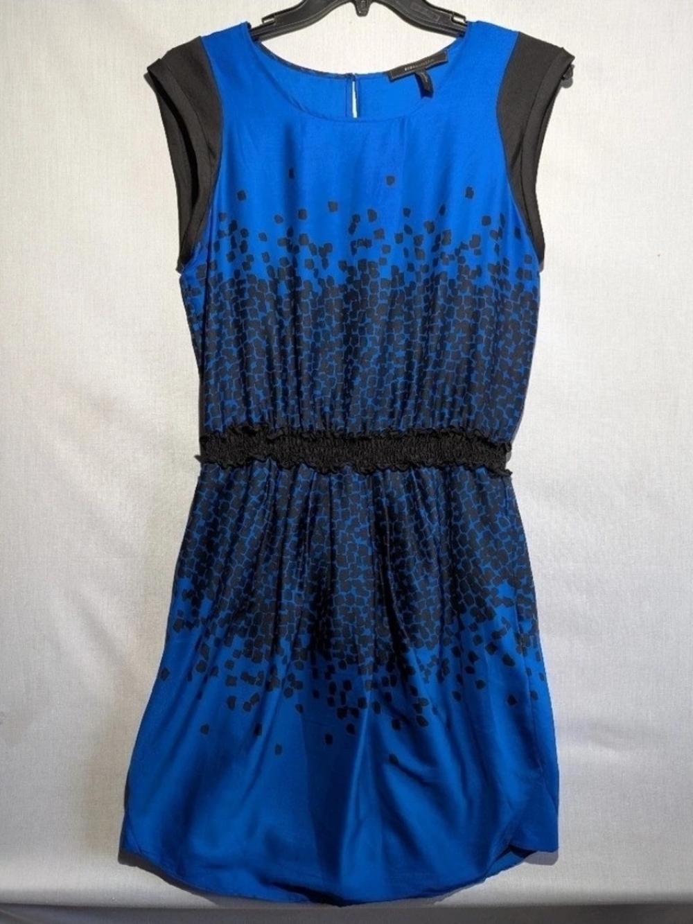 BCBG Max Azria Lina Black Blue Sleeveless Lined Mini Dress Size Large